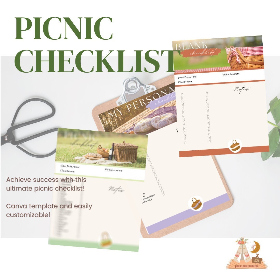 Picnic Checklist for Your Picnic Event Picnic Business Luxury Picnic - Etsy
