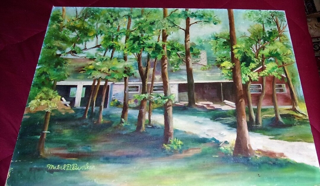 Vintage Signed House in Woods Painting Quincy, MA Etsy