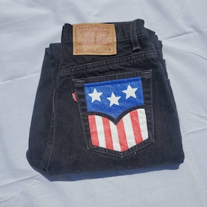 Hand Painted American Flag Levi Jeans