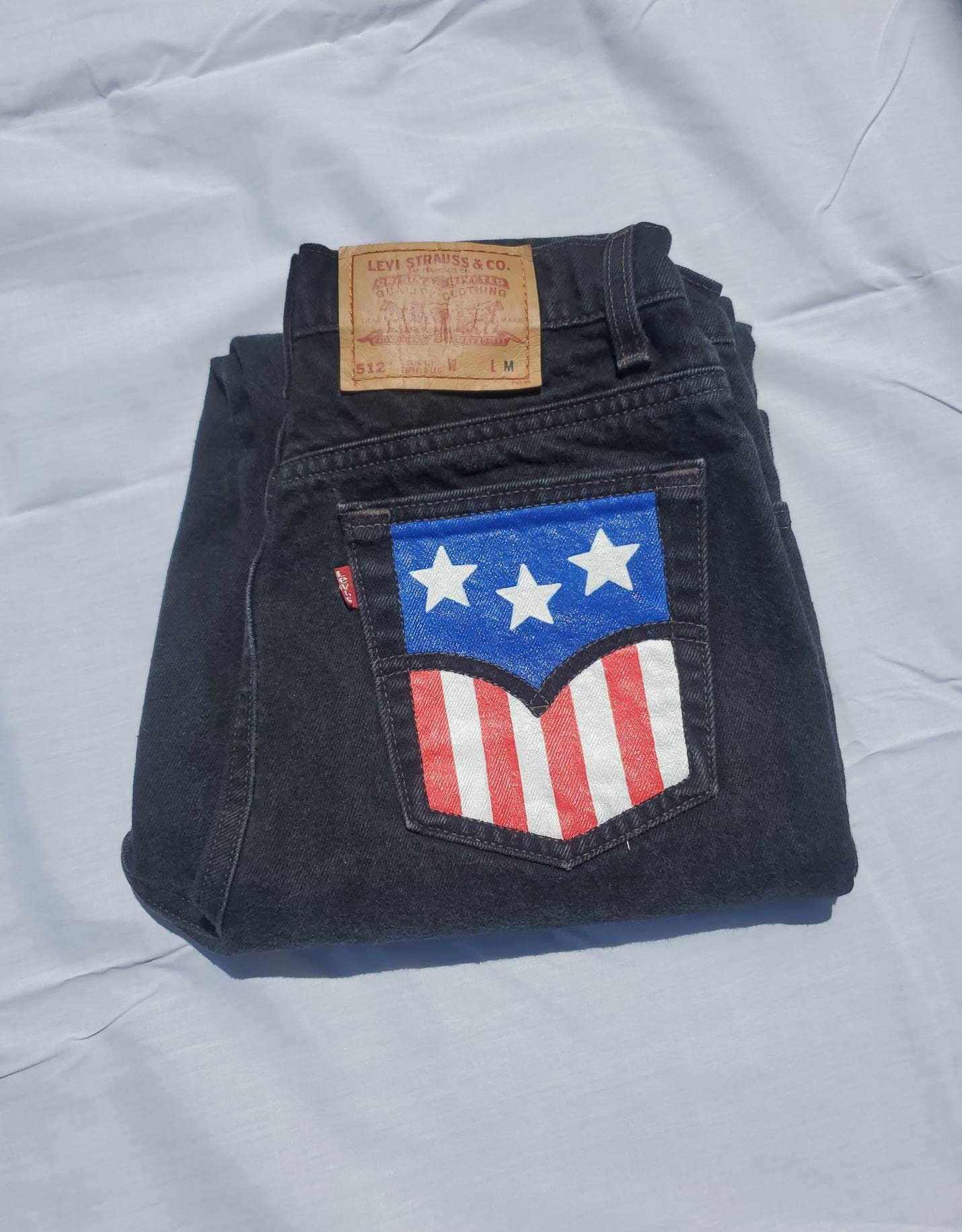 Hand Painted American Flag Levi Jeans -