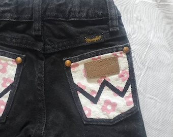 Hand Painted Flower Print Cowboy Cut Wranglers