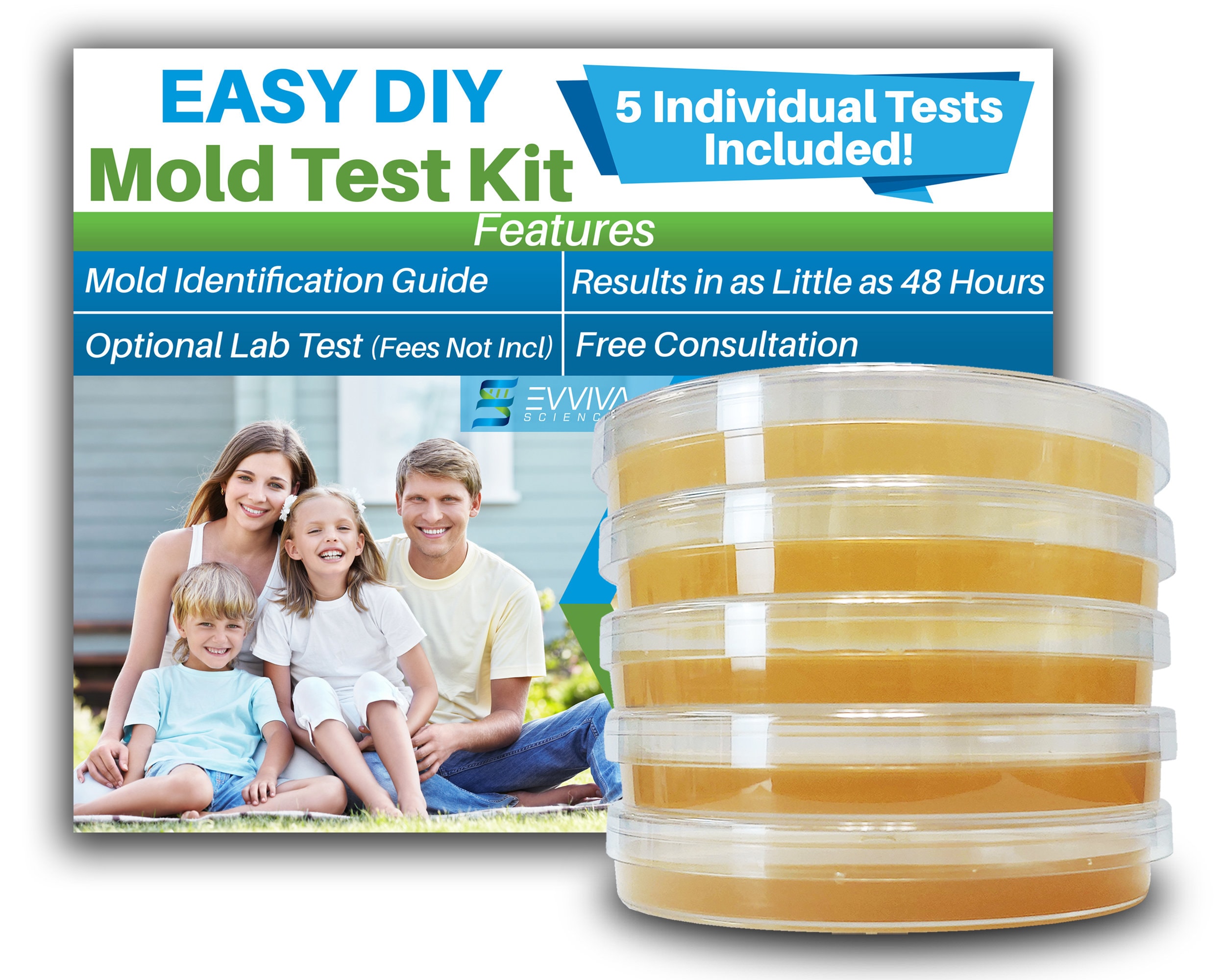 Amatest DIY Mold Test Kit (3 test methods), Includes Lab Analysis Fee,  Prepai