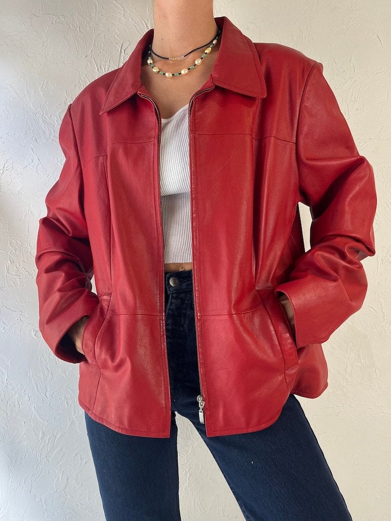 Usaleatherfactory Freaky Millie Red Biker Women Leather Jacket 