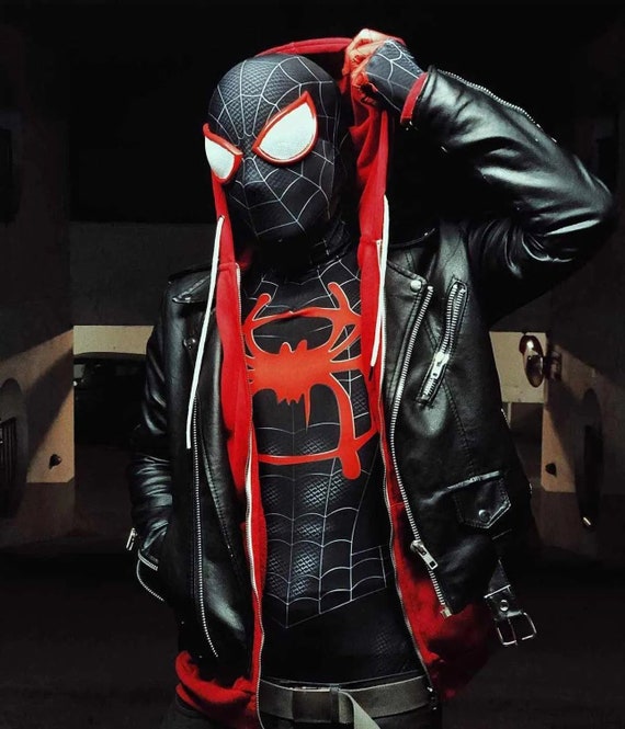 Spider man Cropped Movie Costume Jacket Black Leather Jacket