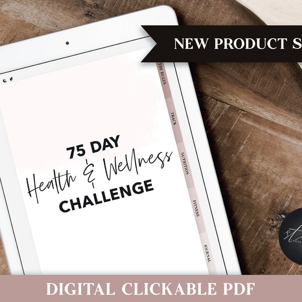 75 Day Health & Wellness Challenge | Digital Journal Goodnotes | Fitness Tracker | Measurement Tracker | Food Log | Weigh In | Habit Tracker