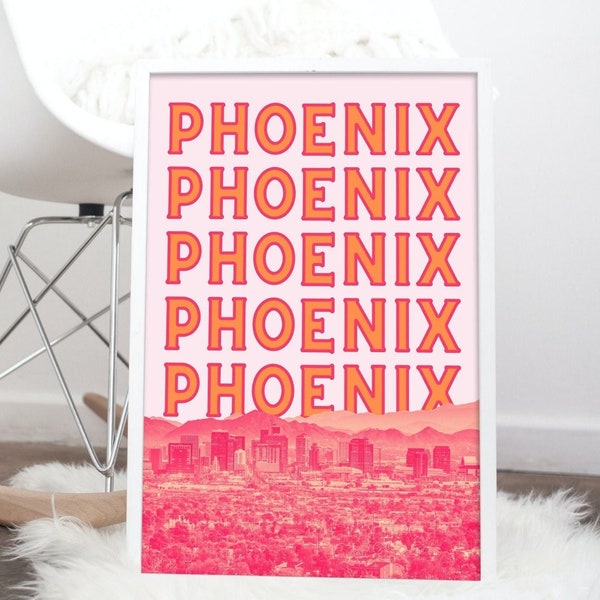 Phoenix Print | Arizona Wall Art | Phoenix Cityscape | Phoenix Arizona Poster Print | Arizona Decor | 5 JPG Print Sizes | Instant Download