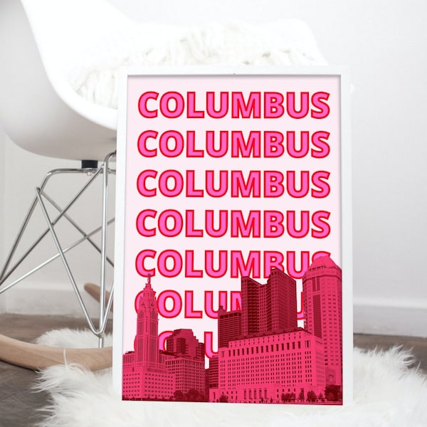 Columbus Print | Columbus Wall Art | Columbus Poster | Ohio Wall Art | Ohio Dorm Decor | Columbus Cityscape | Choose from 5 Print Sizes