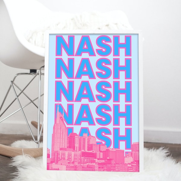 Nashville Print | Nashville Wall Art | Music City Decor | Nashville Wall Decor | Nashville Poster | 5 JPG Prints | Instant Download