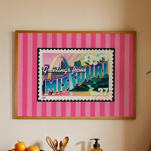 Missouri Wall Art Print Digital Download Pink Missouri Poster Retro Travel Prints Preppy Missouri Dorm Decor Horizontal Missouri Printable