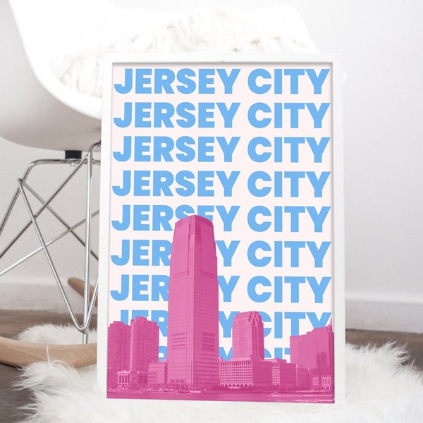 Jersey City Print | Jersey City Poster | New Jersey Print | Jersey City Skyline | Jersey City Wall Art | 5 Sizes | Instant Digital Download