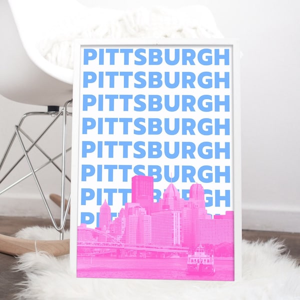 Pittsburgh Print | Pittsburgh Wall Art | Pittsburgh Poster | Pittsburgh Art Print | Pittsburgh Skyline | 5 Sizes | Instant Digital Download