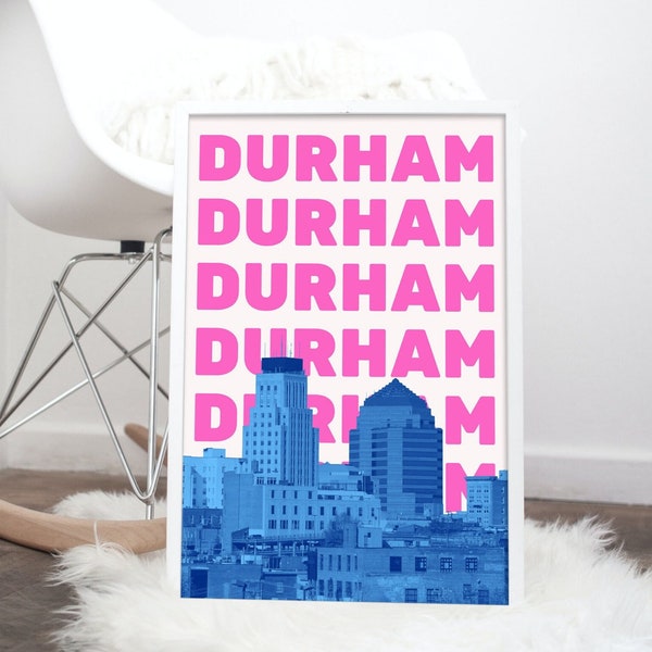 Durham Print | Durham Skyline | Durham NC Wall Art | Durham Decor | Durham North Carolina Art | 5 JPG Print Sizes | Instant Digital Download