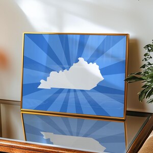 Retro Kentucky Print Digital Download Light Blue Kentucky Wall Decor Horizontal Kentucky Wall Art Trendy Cute KY Dorm Decor Printable Art