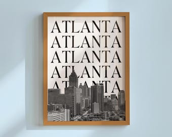 Atlanta Georgia Print ATL Skyline Poster Black and White Wall Art (Digital Download)