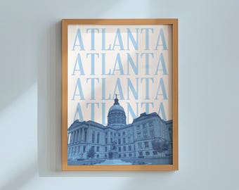 Blue Atlanta Georgia Print ATL Poster GA Capitol Art (Digital Download)
