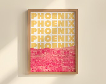 Phoenix AZ print kleurrijke skyline poster Arizona decor (digitale download)
