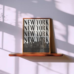 Black White New York City Print Digital Download Minimal NYC Wall Art Skyline Travel Poster Vintage New York Cityscape Retro NY Dorm Decor