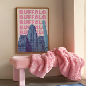 Impressão de arte de parede de Buffalo, NY, download digital, pôster de arte de Nova York, decoração de parede de Buffalo, NY, azul e rosa, arte para impressão de Buffalo, Nova York imagem 3