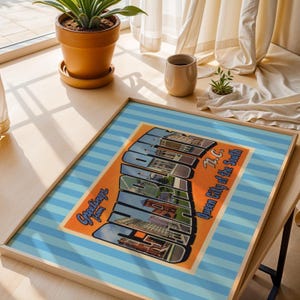 Blue Charlotte NC Print North Carolina Wall Art of The Queen City (Digital Download) image 3