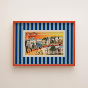 Virginia Print Vintage VA Postkarte Retro Reiseposter Blau gestreiftes Kunstwerk (Digitaler Download)