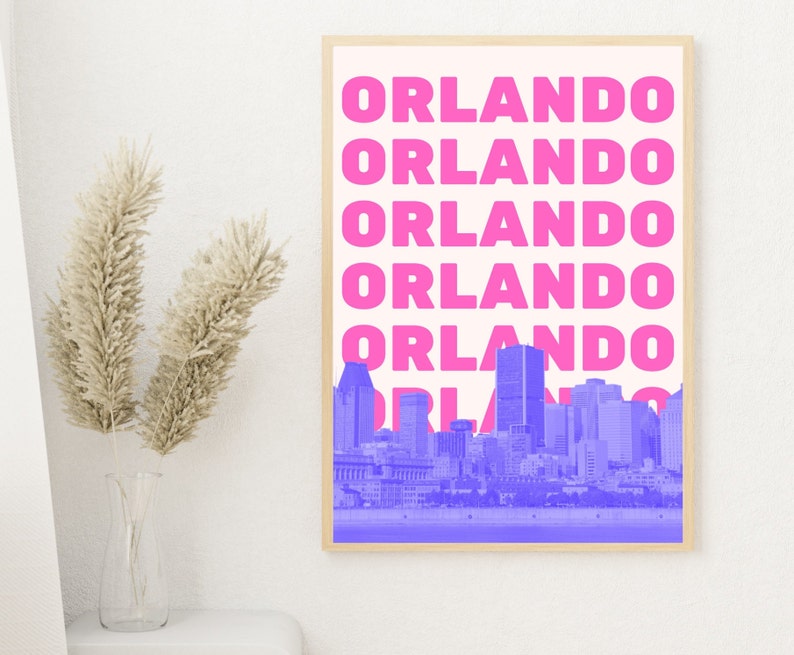 Orlando Art Print Orlando Skyline Orlando Wall Art Etsy