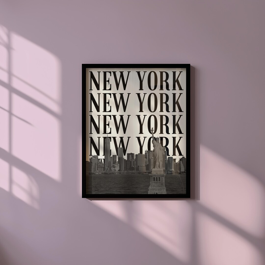 New York City Poster Black and White NYC Skyline Print (digital ...