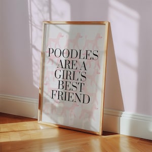 Pink Poodle Wall Art Vintage Poster Print Standard Poodle Decor Girly Poodle Nursery Decor Gift for Poodle Lover Printable Digital Download