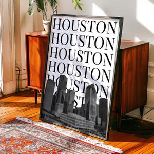 Black White Houston Print Texas Wall Art Digital Download Houston TX Skyline Minimalist City Travel Poster Retro Houston Printable Artwork