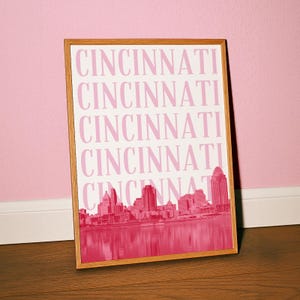 Póster con la silueta del centro de Cincinnati, Ohio, para decoración de pared (descarga digital).