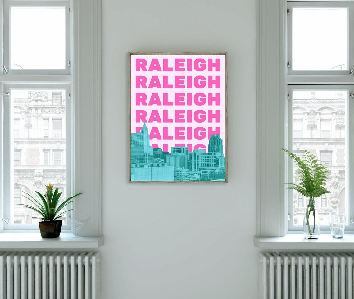 Raleigh Skyline Raleigh Print Raleigh NC Wall Art - Etsy