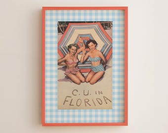 Vintage Florida Print Retro Strand Poster See You In FL Girly Ostküste Wand Kunst druckbare Postkarte Florida Dekor (digitaler Download)