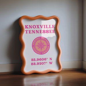 Retro Knoxville TN Print Tennessee Dorm Decor Coordinates Poster (Digital Download)