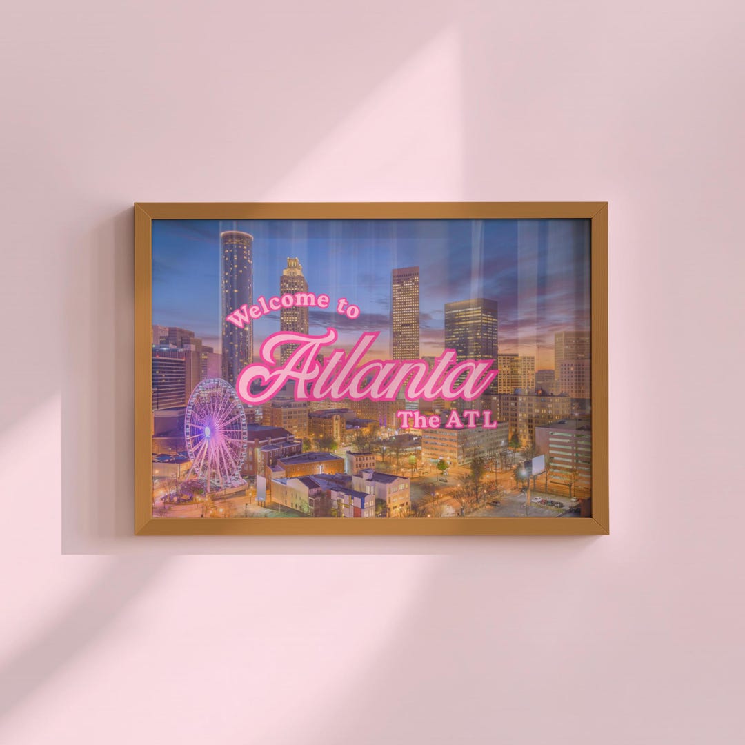 Atlanta Retro Retro Atlanta Skyline Print Welcome to ATL Printable Downtown City ...