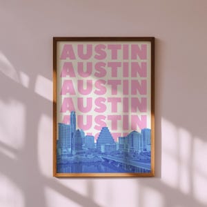 Pink Austin Texas Wall Art Girly City Skyline Poster TX Travel Print (Digital Download)
