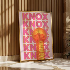 Knoxville Wall Art Tennessee Print Digital Download Girly Orange and Pink KNOX Sunsphere Poster Preppy TN Dorm Decor Retro Printable Artwork