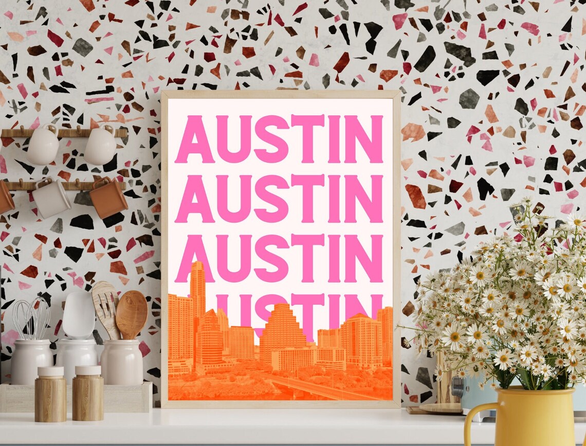 Austin Wall Art Austin Texas Print Austin Skyline Austin Etsy