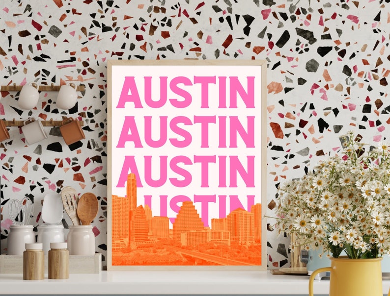 Austin Wall Art Austin Texas Print Austin Skyline Austin Etsy
