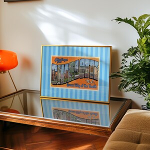 Blue Charlotte NC Print North Carolina Wall Art of The Queen City (Digital Download) image 4