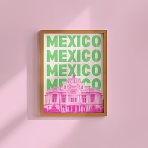 Mexiko Stadt Poster Pink CDMX Travel Print Palacio de Bellas Artes (Digitaler Download)