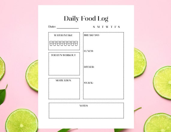 Printable Daily Food Log Daily Food Journal Meal Plan - Etsy