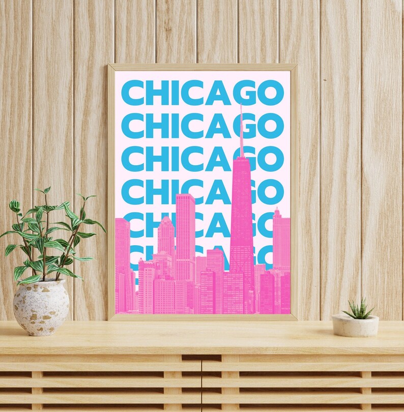 Chicago Poster Chicago Print Chicago Skyline Chicago - Etsy