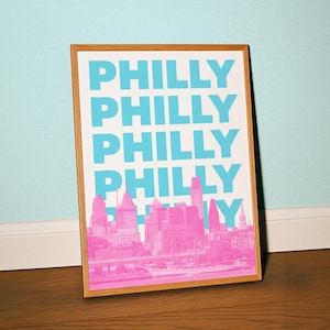 Philadelphia Skyline Druck Philly Pennsylvania Wand Kunst PA Dekor rosa (digitaler Download)