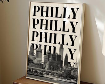 Philadelphia Wall Art Print Black White Digital Download Minimalist Philly Skyline Poster Printable Philadelphia Artwork Pennsylvania Decor