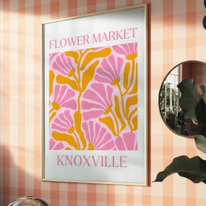Pink Knoxville Tennessee Print Orange and Pink Flower Market Poster Cute Tennessee Dorm Decor Preppy Knoxville TN Wall Art Digital Download