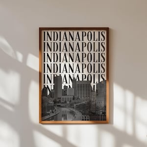 Indianapolis Print Digital Download Black and White Indianapolis Skyline Minimalist Indiana Travel Poster Printable Abstract Indy Wall Art