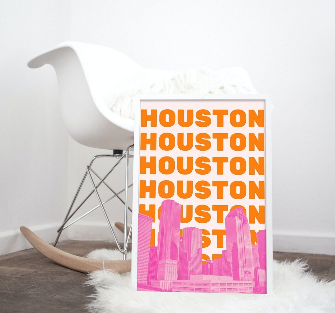 Houston Art Houston Skyline Houston Wall Art Pink Houston Print Houston