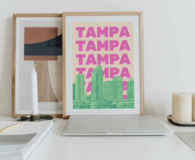 Tampa Print Tampa Wall Art Tampa FL Cityscape Florida Etsy