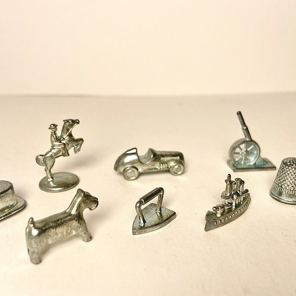 Monopoly pieces, Monopoly tokens, metall game tokens, iron game pieces, metal charms, Monopoly replacement Tokens, Vintage game replacement
