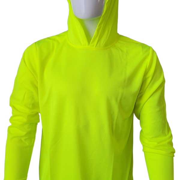 Safety Green Quick Dry Long Sleeve Hooded Shirt