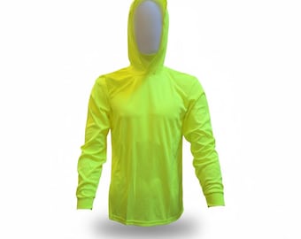 Safety Green Quick Dry Long Sleeve Hooded Shirt